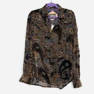 mens velvet button front dress shirt